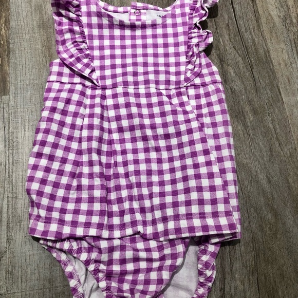 2 Carter’s Onesies With Ruffles Watermelon Pattern and Purple Gingham 24 Months - Picture 6 of 8